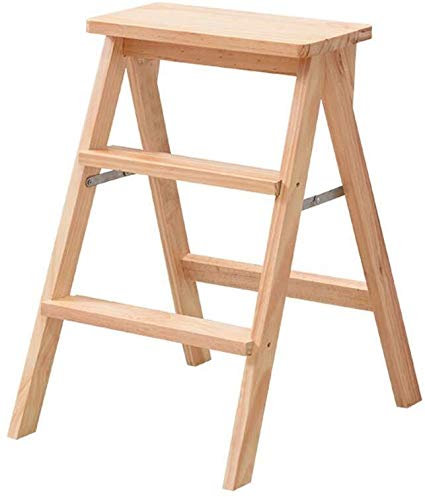 Escabeau pliable et portable pour cuisine, bureau, design léger et compact, couleur naturelle, idéal pour les petits espaces et pour une utilisation en déplacement.