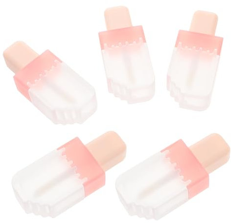minkissy 5pcs 5ml Refillable Plastic Lip Gloss Tubes Ice Cream Shaped Containers for Diy Lip Oil and Balm Travel Packaging