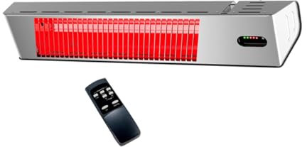 Mpc Malaga Calefactor Electrico Infrarrojo 2000w Regulable Gris Calefactor De Onda Corta Para Interior Con Ondas y Mando a Distancia Elegante Diseno Rejilla Protectora y Pantalla Led