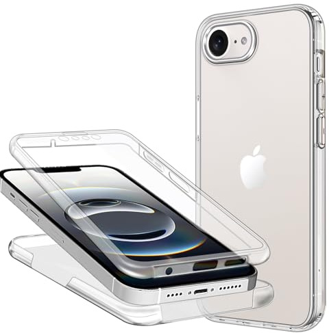 ZYIMOU Coque pour iPhone 16e / iPhone 17e, Transparent Étui en Silicone Housse avec Protecteur d'écran Intégral 360 Degrés Protection Antichoc Case
