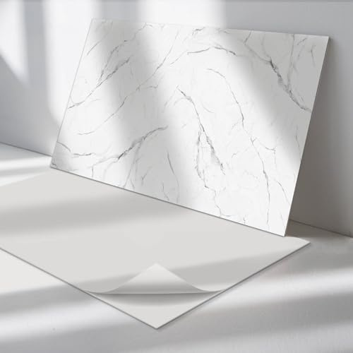 Panneaux Autocollants 120x60 cm PVC Imperméable Installation Rapide Durable Primaire de Protection Splashback Moderne Facile à Nettoyer Rectangulaire - Modèle de marbre avec des veines
