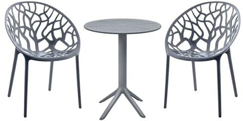 CLP Sitzgruppe Set, moderner Stil, hochwertiges Gestell schwarz, ideal für Esszimmer, Wohnküche, Serie Hoscana, Farbe:anthrazit
