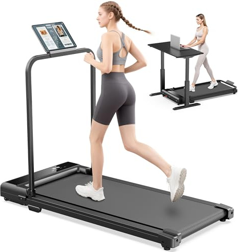 Tapis Roulant Salvaspazio Pieghevole Elettrico - Tapirulan Walking Pad Treadmill 6km/H da Casa Magnetico for Home e Ufficio Walk Scrivania Tappeto e Telecomando e 4 in 1 LED e Tablet Stand a 90°110kg