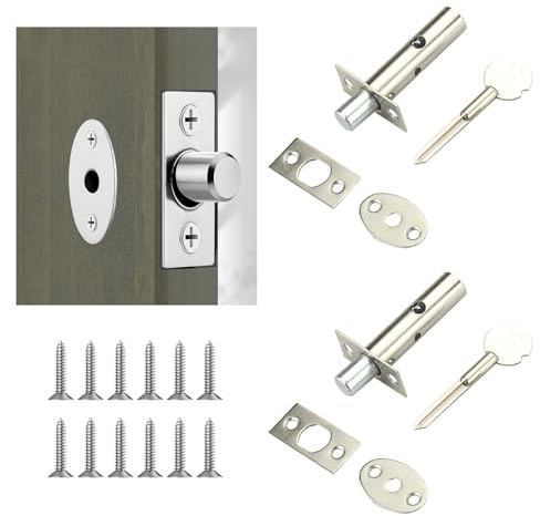 2 Pack Mortice Door Bolts with Star Key, Stainless Steel Security Deadbolt, Easy to Install Anti-Theft Internal Door Locks with Screws for Hinged Doors Wooden Doors and Windows Enhanced Protection