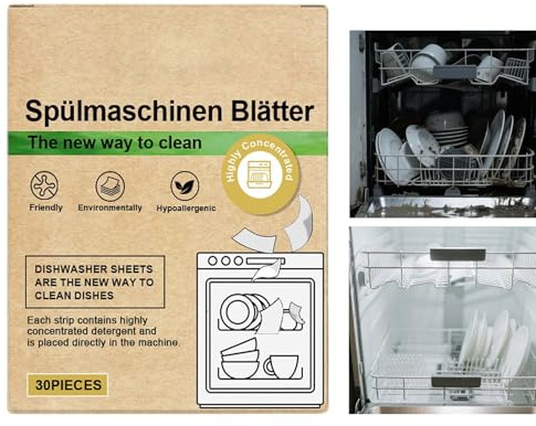 Fogli Naturali per Lavastoviglie 30 Pezzi Per Pulizia Delicata E Portatile | Strisce Detergenti per Sapone da Per Sostenibilità Convenienza Igiene Cucina Pulizia Casa Efficienza