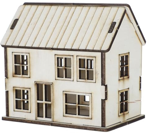 JOINPAYA Holzhaus Bastelset Weihnachtsdorf Statue, 2 Stück, Beige | Realistisches Design, Glatte Kanten für Sicheres Basteln, für Sandbox Modelle und Wohnraumdeko