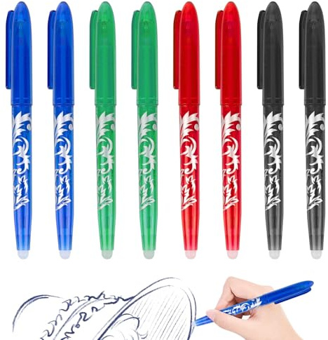 XCRPRT Radierbarer Kugelschreiber Gelschreiber, 8 Tintenroller, Löschbare Stifte, Erasable Pen, 0.5mm Radierstift Kugelschreiber, Friction Stifte für Schulsachen Bürobedarf, Blau Schwarz Rot Grün