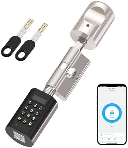 VisorTech Türschließzylinder: Elektronischer Tür-Schließzylinder mit PIN-Code, 2 Schlüsseln & App (Elektronisches Türschloss, Electronic Zylinder, Lock)