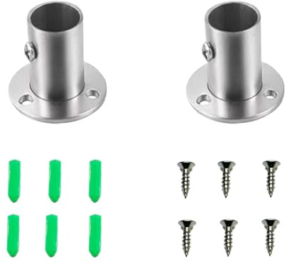 2 Stück Stangenhalterung, Flansch Kleiderstange Halterung, Edelstahl Kleiderstangenhalter, Rohrhalterung Rohrflansch Sockel für Kleiderschrank Rohr Halterung, Flansche Rohrleitung(25.5MM)