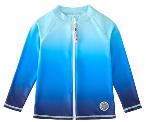 Hotfiary Boys Girls Full Zip Rash Guard for 3-12 Years, Kids UPF 50+ Sun Protection Long Sleeve Gradient Color Swim Top, Quick Dry & Anti Chafe Water Sports Shirt for Beach Surf Pool Fishing
