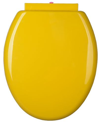 Sedile WC colorato OShape con coperchio SoftClose e cerniere a sgancio rapido per una facile pulizia, ideale per casa, camper, ufficio (giallo)