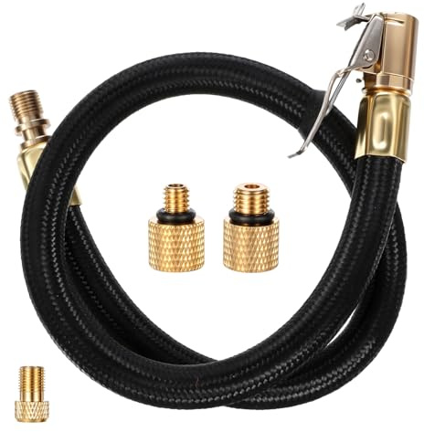 Jxiwfvl Adaptador de manguera de inflado de neumáticos, portabrocas de aire de bloqueo con manguera de extensión, adaptador de válvula y tuercas de conversión para compresor de aire, bomba de