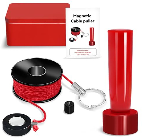 Magnetic Wiremag Puller,Wire Cable Wire Fishing Tools Coaxial Electrical Fish Tape Pull Push Kit Behind Indoor Home Office Outdoor Garden Walls,Magnetic Cable Puller Fish Tape Wire Pulling System