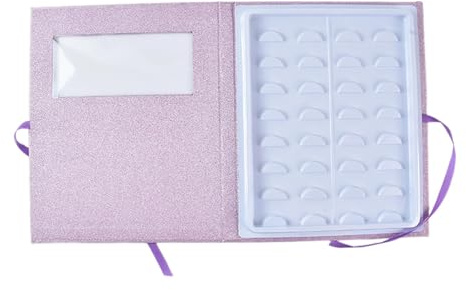 MagiDeal False Eyelash Storage Book Empty Lashes Container Professional Protable Ribbon Tie 16 Pairs Eyelashes Organizer Storage Box, Purple