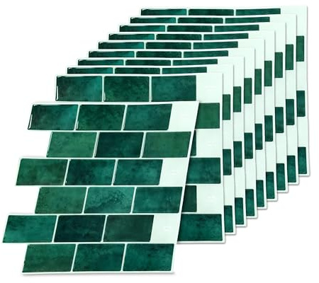 Relaxdays Piastrelle adesive, 10 pz, Bagno & Cucina, 30x30 cm, autoadesive, 3D, tagliabili, PU