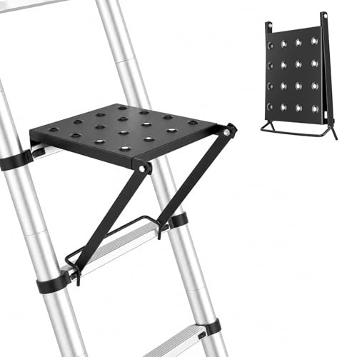 Adder Work Platform System, Ladder Work Stand Holds, Capacity Stable Attachment High-Altitude Tasks Supplies, Anti-Slip Extension Tool, for Electricians Painters Repair (Black)