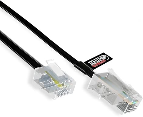 rhinocables RJ11 to RJ45 Cable - Ethernet Patch Network Lead | Reliable Router & Modem Connectivity | ADSL, VoIP, Fax & Phone Compatible | Multiple Lengths & Colours Available (2m,Black)
