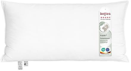 beties - Publik - Kopfkissen 40x80 cm Federkissen – 695 g – mit Doppelnaht – formstabiles Bettkissen – Schlafkissen waschbar