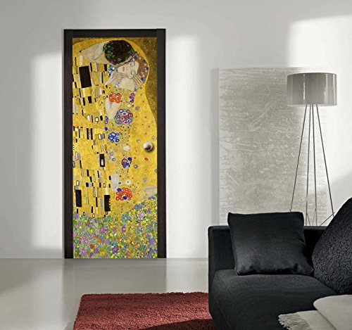 Deco Italia Adesivo per Porta Klimt Il Bacio - Decorazione Adesiva per Porte, AntiGraffio e antiriflesso | 95 x 220 cm