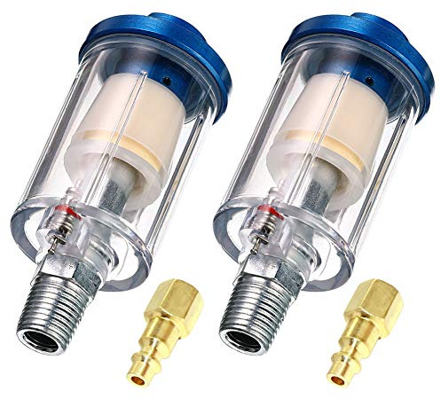 beduan Water Oil Separator Filter, 1/4 NPT Male and Female Thread Spray Gun Filters Air Line Compressor Fitting （Pack of 2）