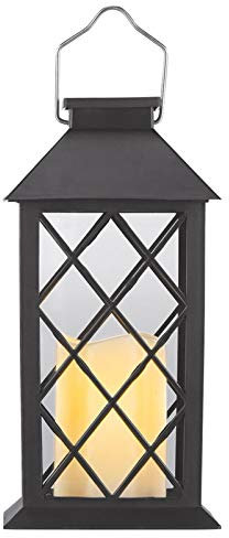 Lunartec Gartenlampen: Solar-Laterne mit Deko-Kerze und Flammen-Effekt-LED, Dämmerungs-Sensor (Solar Laternen mit Flacker Kerze, LED-Laterne Garten, Gartenleuchte Standleuchte)