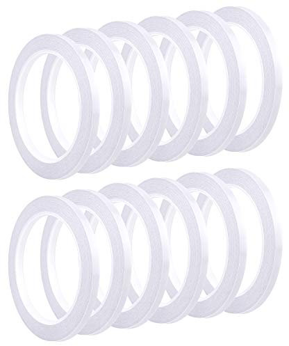 FEPITO 12 Rolls Doppelseitiges Klebeband Selbstklebeband zum Nähen, Basteln, Handarbeiten, 6mm x 20 Meter pro Rolle