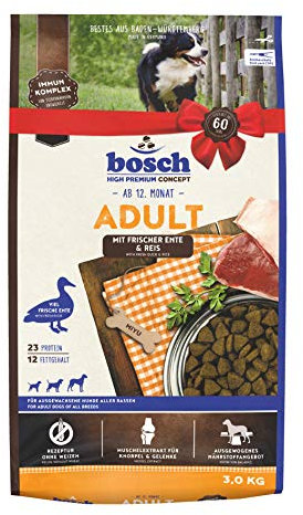 bosch HPC Adult mit Ente & Reis | Hundetrockenfutter für ausgewachsene Hunde aller Rassen | 1 x 3 kg