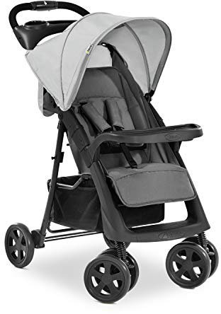 hauck Shopper Neo II, Grey - Lightweight Pushchair with Snack Tray, Cup Holder & Raincover, Compact & One Hand Folding, Fully Reclining from Birth up to 22 kg