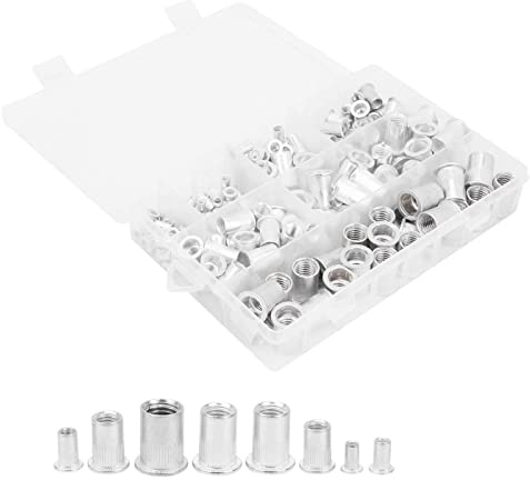 175 Stück Aluminium Nietmuttern und Gewindeeinsatzmuttern Zubehör Set für M3 M4 M5 M6 M8 M10 M12