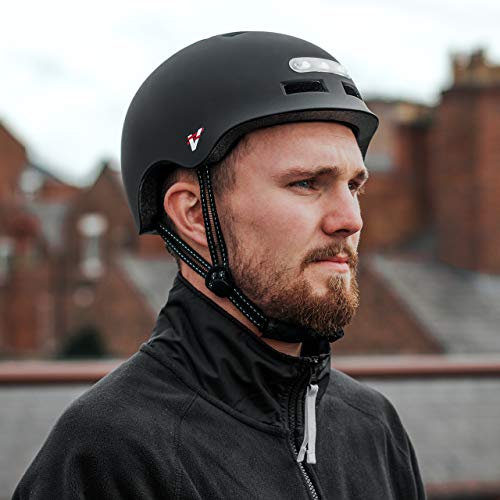 VICI Casque de Trottinette Electrique/Skateboard pour Adultes et Enfants | Casque de BMX/VTT avec Lumières/Feux Integrées | Protection de Skate et Roller (Large)