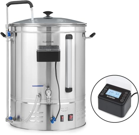 Klarstein Brauheld Pro - caldero de mosto, olla de cocción de cerveza, 70 litros, 100-3300 W, MemoryBrew: 11 pasos programables, temporizador, de 30 a 100 °C, circulación de calor, acero inoxidable