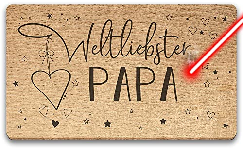 Frühstücksbrett mit Gravur - Weltliebster Papa - Geschenkidee für den besten Papa - Holzbrett Buche mit Lasergravur