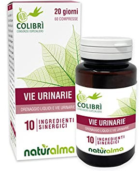 Harnwege Naturalma - Consorzio Colibrì 60 Tabletten á 1000 mg - Bärentraube, Wilde Malve, Sonnnenhut, Java-Tee, Goldrute, Cranberry, Habichtskraut, Katzenkralle, Vitamin C - Nahrungsergänzungsmittel