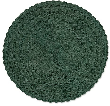 DII Crochet Collection Wende-Badematte, rund, 69,8 cm Durchmesser, Dunkelgrün.