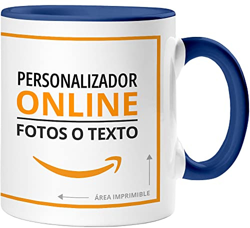 360 Onlineprint Taza Personalizada | Material: Cerámica | Modelo: Taza con Interior y Asa Colorida | Ideal para Regalo Personalizado o uso Empresarial | Color: Azul real | Capacidad: 325 ml