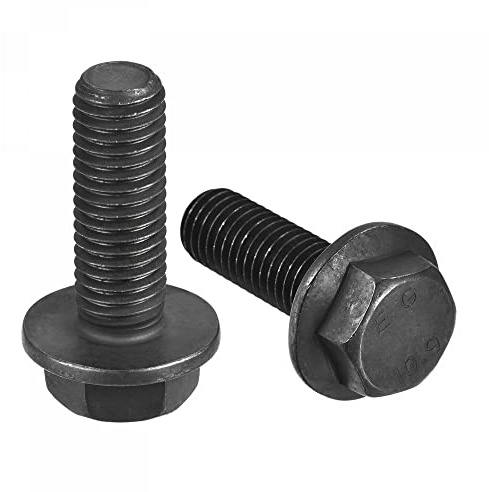 sourcing map Metric M12x35mm Hex Flange Bolts, 3pcs 10.9 Grade Carbon Steel Hexagon Head Screws