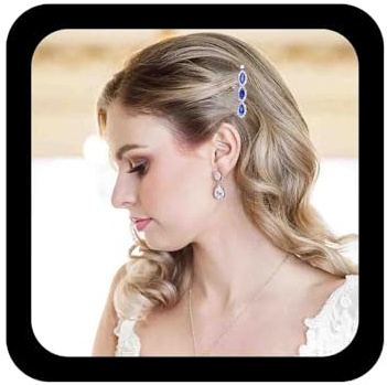 Allereya Kristall Hochzeit Haarspange Strass Blau Kristall Haarnadeln Braut Kopfschmuck Dekorative Braut Haarschmuck für Frauen und Mädchen (Dreifach, 1 stück)