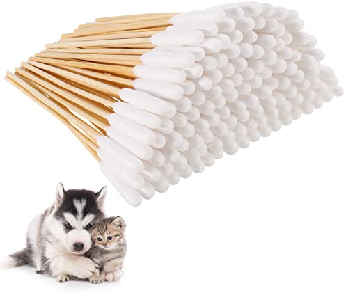 200 Pcs Pet Dog Ear Cleaner Cotton Buds 6 Inch Large Cotton Buds Animal Ear Cleaning Cotton Swab Sticks Wax Remover Itchy Ear Relief for Dogs Ear Wax Infection Removal