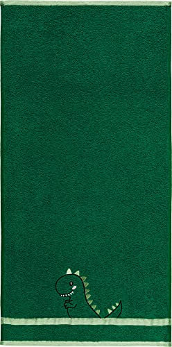 Erwin Müller Kinder Handtuch Dino grün Größe 50x100 cm - flauschig weich, saugstark, strapazierfähig, 100% Baumwolle