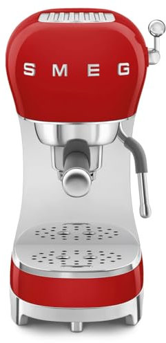 Smeg, Macchina da Caffè Espresso Manuale ECF02RDEU, Sistema Thermoblock e Lancia a Vapore, 4 Funzioni Espresso, Vassoio Removibile, Portafiltro, Serbatoio Acqua 1 L, Dimensioni Compatte, 1350W, Rosso