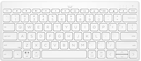 HP 350 - Teclado inalámbrico compacto Multidispositivo (Bluetooth 5.2, Windows, macOS, iPadOS, Chrome OS, Android, iOS ) Qwerty Español, Color Blanco