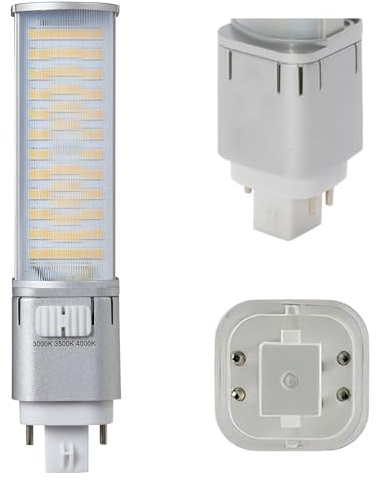 KASTLITE 4-Pin PL LED Lamp, 9W, 3000K/3500K/4000K CCT Switchable, G24q/GX24q Base, 42W CFL Replacement, Hybrid Type A/B, 1200 Lumens, Damp Location Rated, Horizontal Mounting, 1-Pack