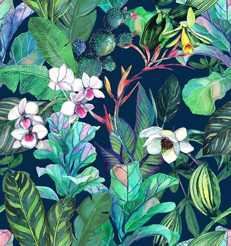 Självhäftande gröna blad och blomtapeter, tjock 44,5 cm x 300 cm blad vattentät möbelfolie väggtapet multifunktion tapet GDS avtagbar väggskyddsfolie för vardagsrum sovrum kök