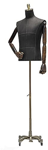 Bekleidungsgeschäfte Männliche Schneiderpuppe für Ausstellungsanzüge, 3,9–6,2 Fuß hoch, gewerblich rollende Schaufensterpuppe für Erwachsene Männer mit Oberkörper, fahrbarer Sockel (Farbe: Bronze