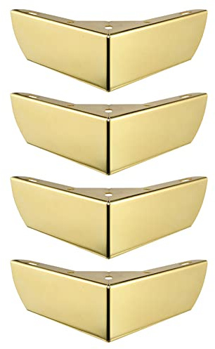 Set of 4 Modern Metal Triangle Furniture Feet for Furniture Heavy Duty Sofa Table Legs Metal Diamond Modern Style DIY Replacement Gold ​for Cabinet Cupboard Sofa Couch Chair ​Ottoman (Gold)