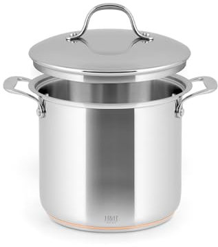 H&H Pentola in Acciaio Inox e Rame, 2 Manici, 22cm, Con Coperchio