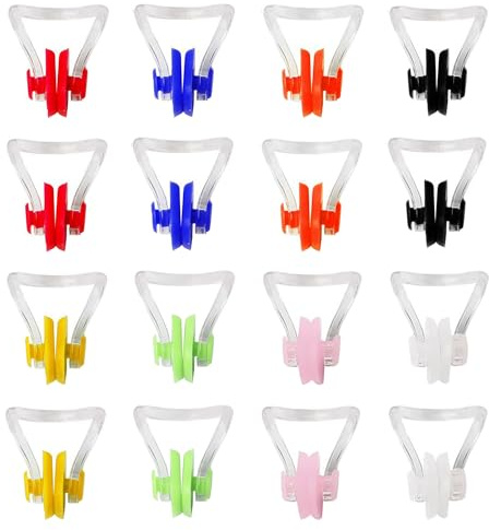 SYEYCW 16 Pièces Pinces-Nez pour la Natation, Pinces Nasales Étanches en Silicone pour la Natation, Réutilisable Pinces à Nez, Pince-Nez en Silicone pour Adulte et Débutant, 8 Couleurs