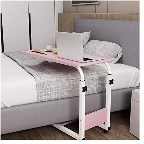 Überbetttisch, Laptopständer, Verstellbarer Computer-Stehtisch mit Rollen, tragbarer Beistelltisch für Arbeit, Unterhaltung und Studium (Pink, 890 x 40 cm)