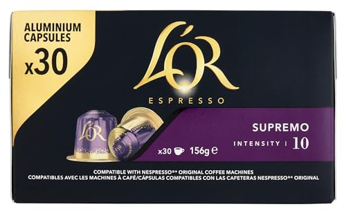 L Or Espresso Supremo Cafe en capsules (intensite 10) - La boite de 30, 156g