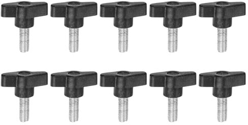 QUARKZMAN 10 Pezzi Manopole ad Ala M8 x 20mm Filettatura Maschio Plastica Manopole a T Manopole Filettate Maniglie di Serraggio a Mano Vite a Pollice, Nero